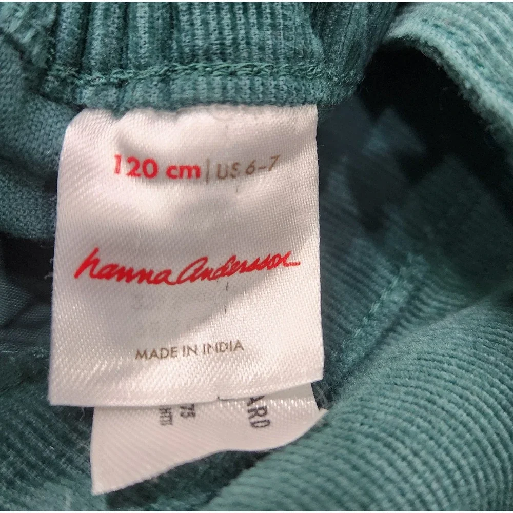 Hanna Andersson Girls Overalls Green Corduroy Ruffle Wide‎ Leg Size 120 US 6-7